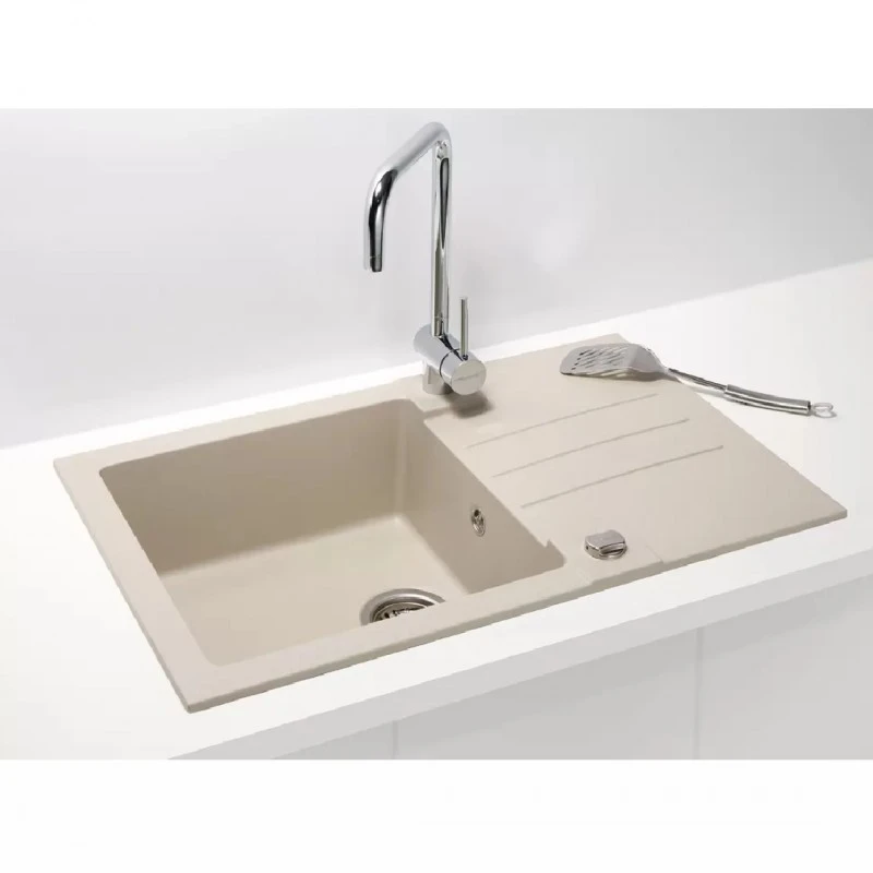 Гранитна кухненска мивка, ALVEUS, Рок 130, за шкаф 60 см, Бежов