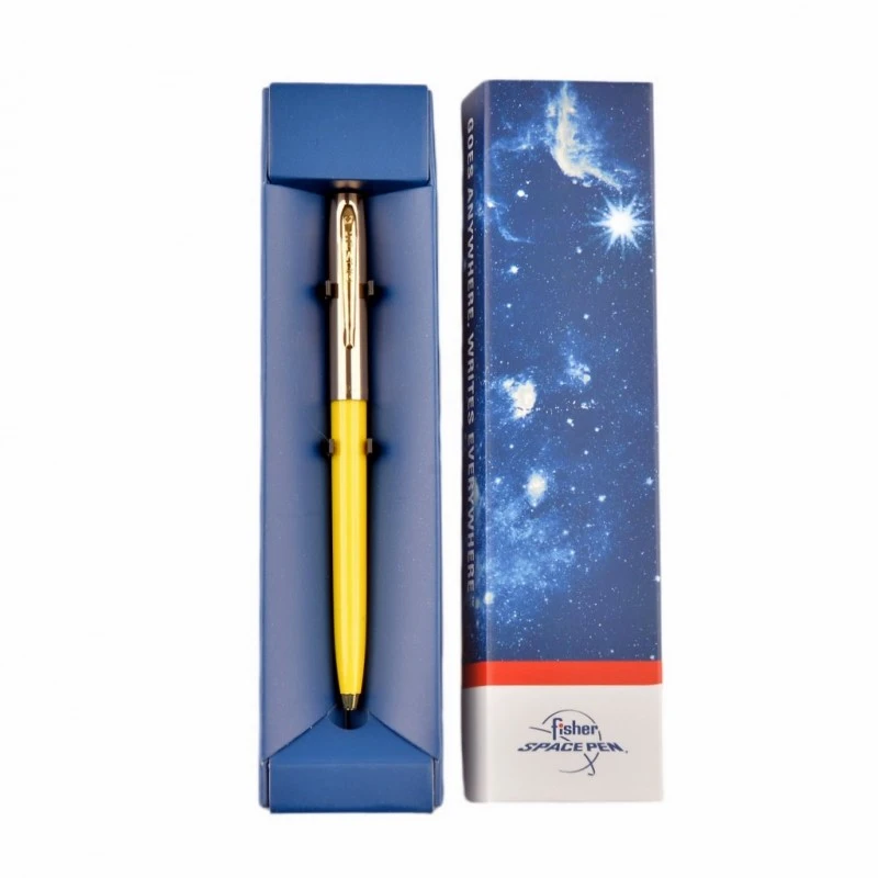 Химикалка Fisher Space Pen Cap-O-Matic Brass cap Yellow barrel 775G-Y в подаръчна кутия