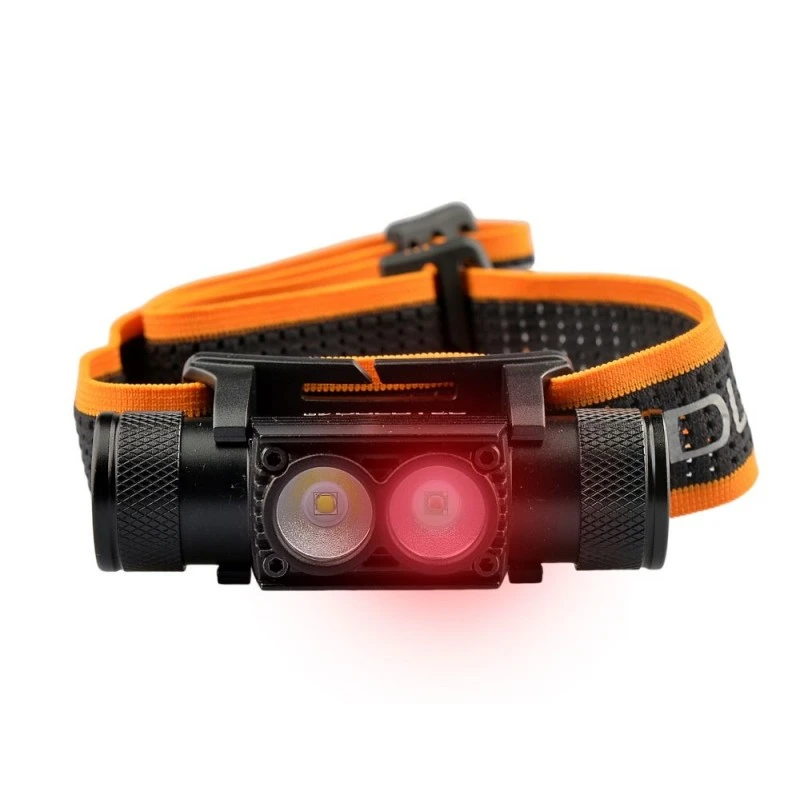 Мощен челник Dulotec H2 V2.0 + батерия 3400 mAh, с бяла и червена светлина