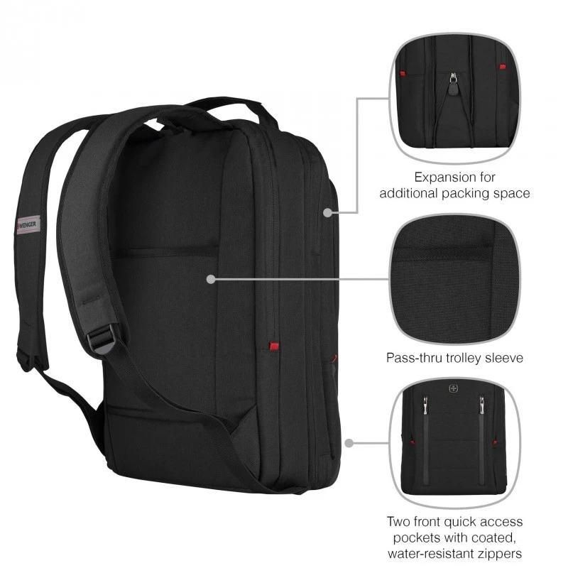 Раница Wenger, City Traveler, Carry-On 16inch Laptop Backpack w/ 12inch Tablet Pocket, Black