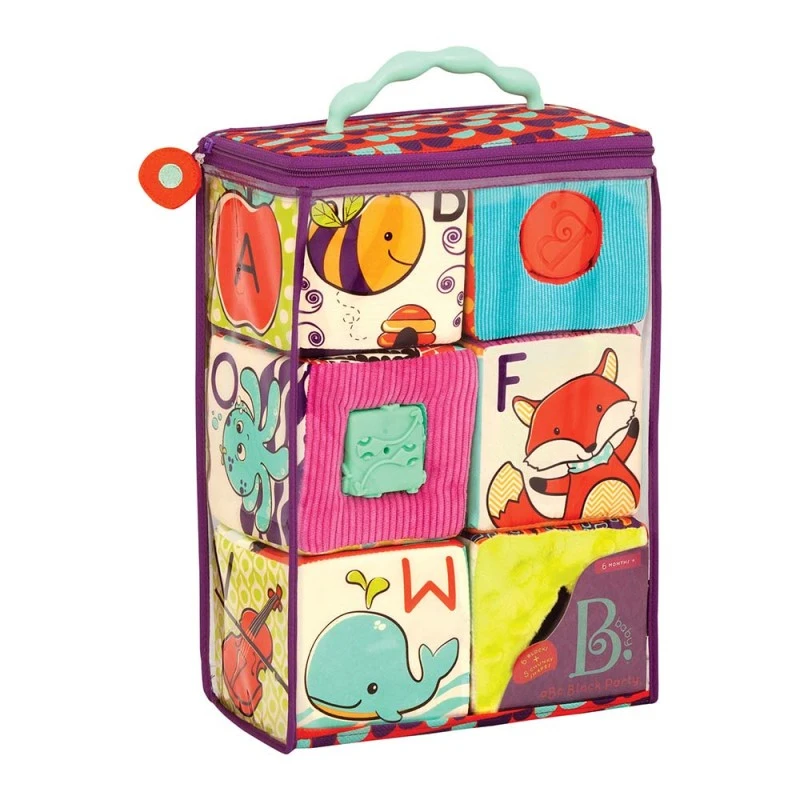 Комплект образователни кубчета, Battat, Текстилни кубчета с форми