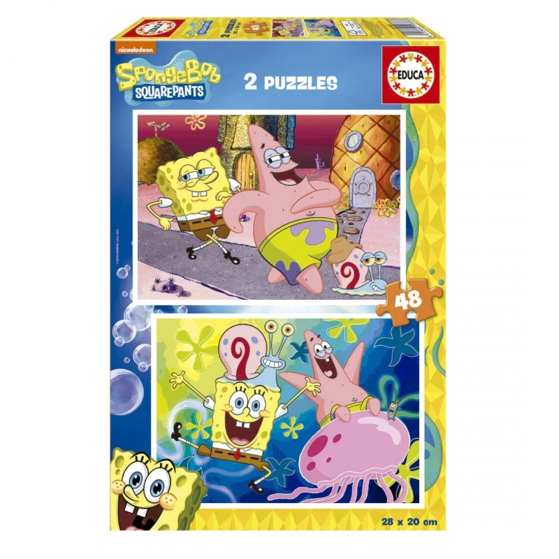 Пъзел 2 в 1, Educa, Sponge Bob, 2 х 48 части