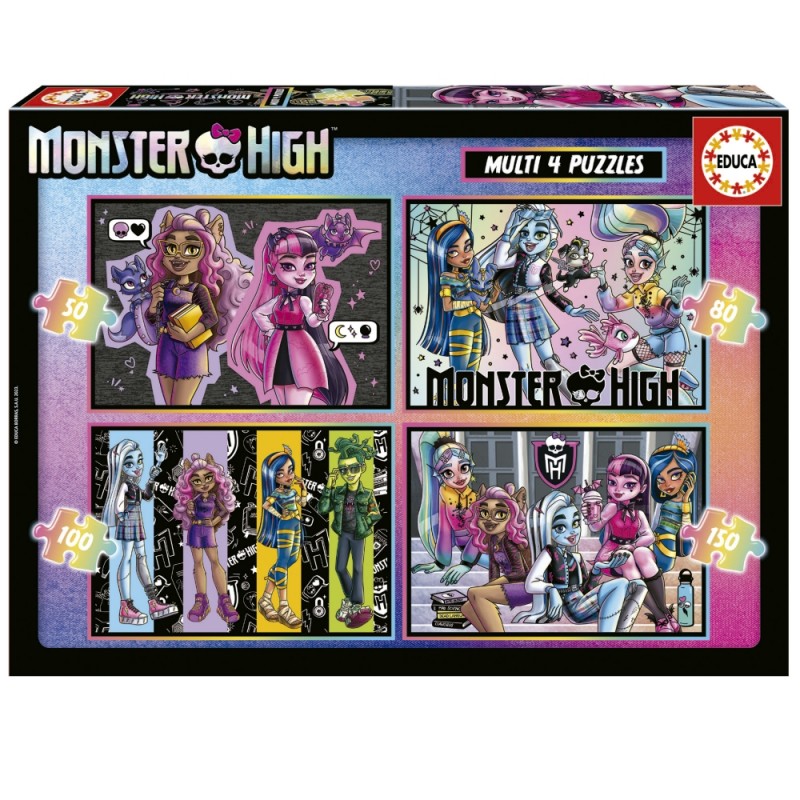 Прогресивен пъзел, Educa, Monster High 4 в 1, 50/80/100/150 части