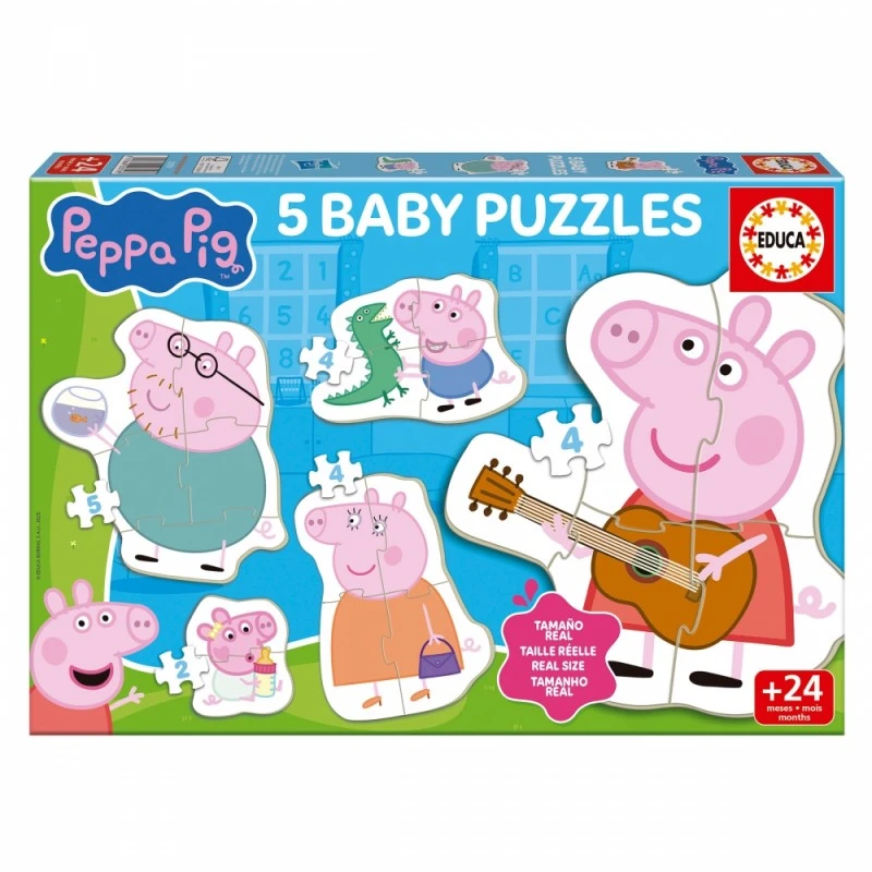 Прогресивен пъзел, Educa, Peppa Pig, 5 в 1, 2/4/4/4/5/ части