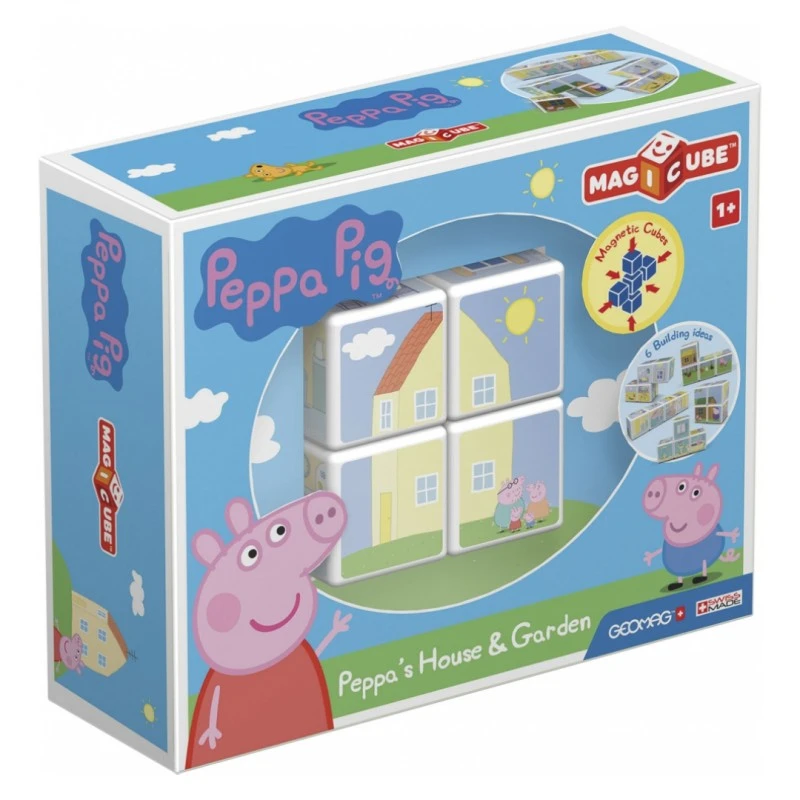 Магнитен конструктор, Geomag, Magicube, Peppa Pig, Къщата и градината на Пепа Пиг, 4 части