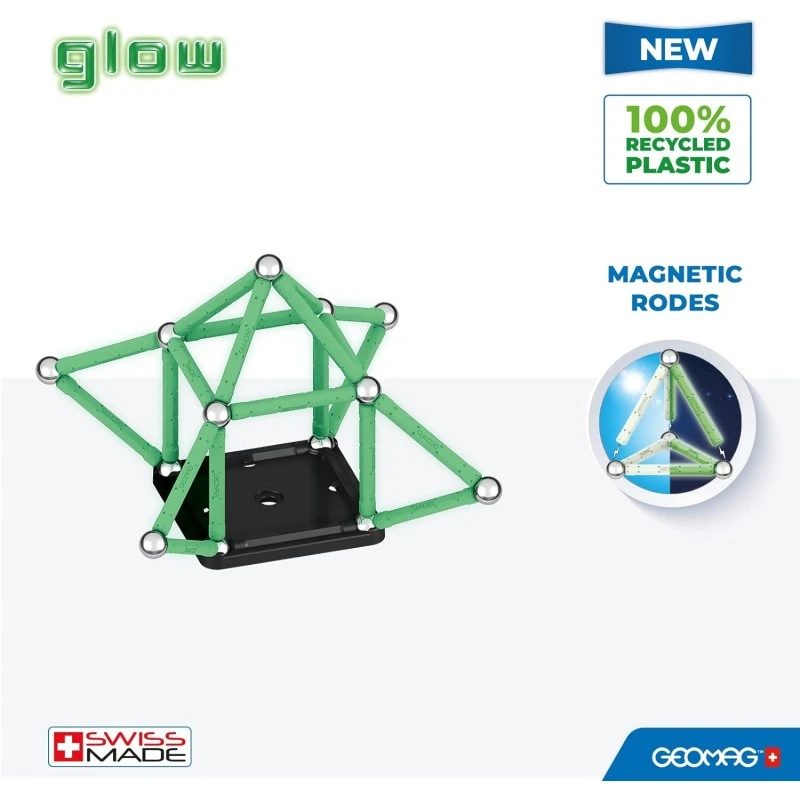 Магнитен конструктор, Geomag, Glow, 42 части