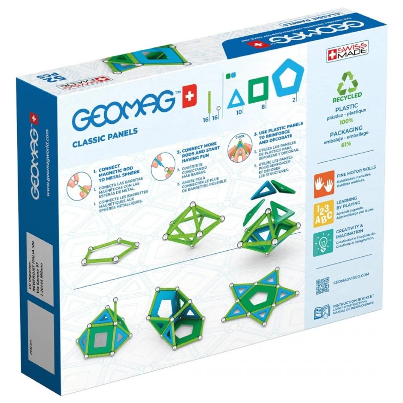 Магнитен конструктор, Geomag, Classic Panels, 52 части