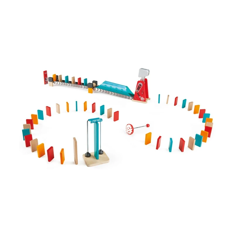 Комплект дървена игра, Hape, Домино, Мощен удар, 59 части