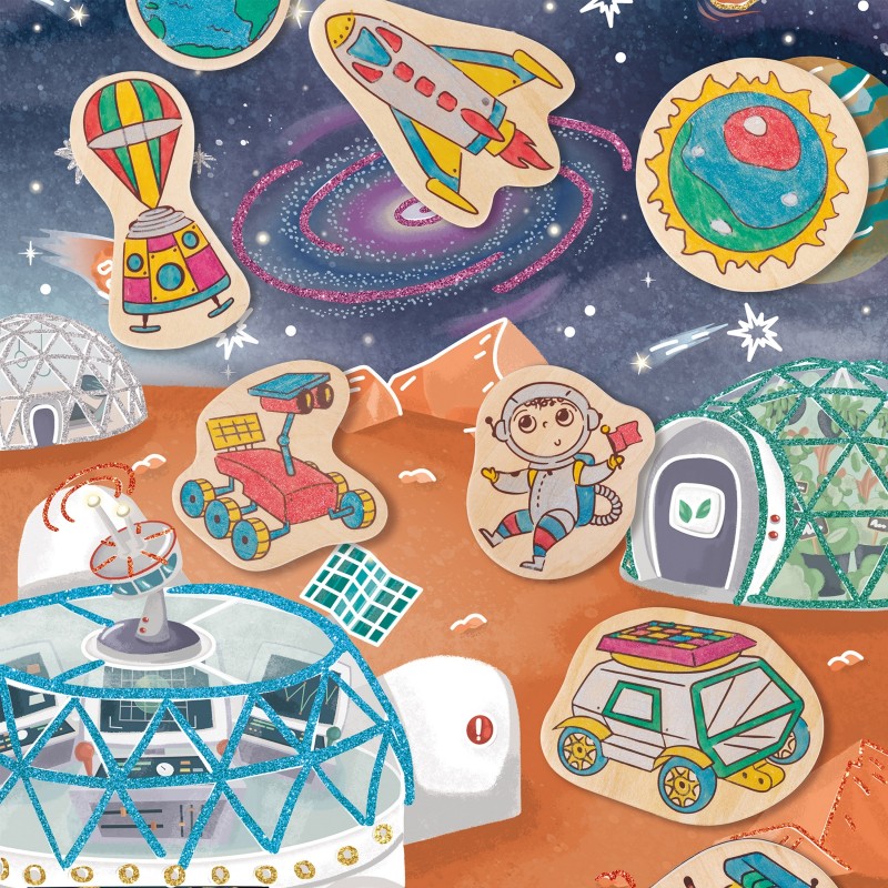 Творчески комплект, Hape, Направи си сам магнити, Живот на Марс, 17 части