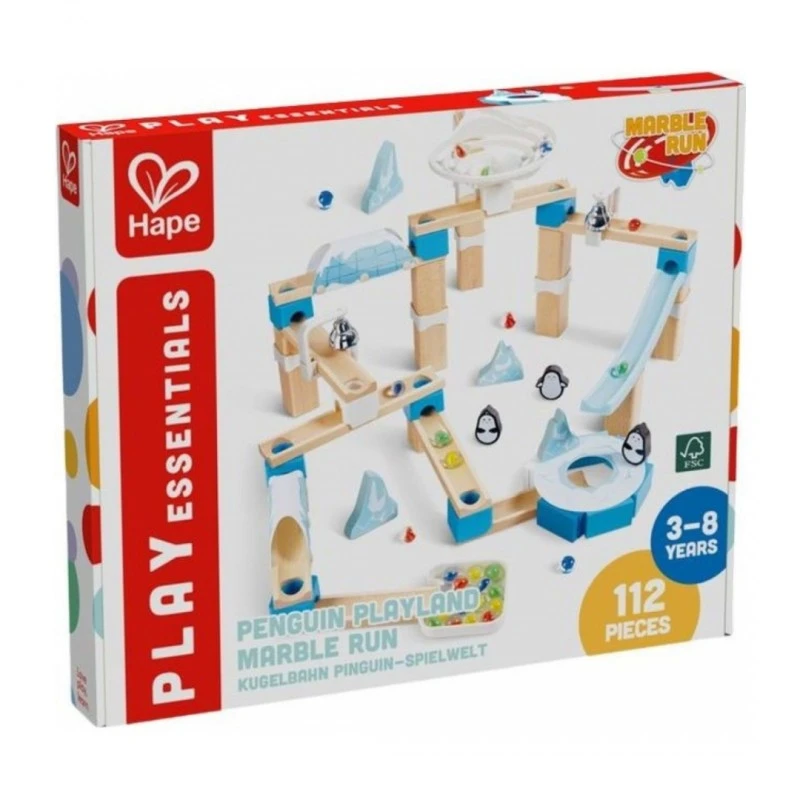 Комплект дървена игра, Hape, Домино, Земята на пингвините, 112 части