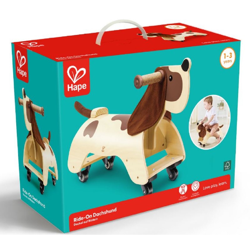 Дървена играчка, Hape, Дакел за езда, 56 x 37.6 x 20 см