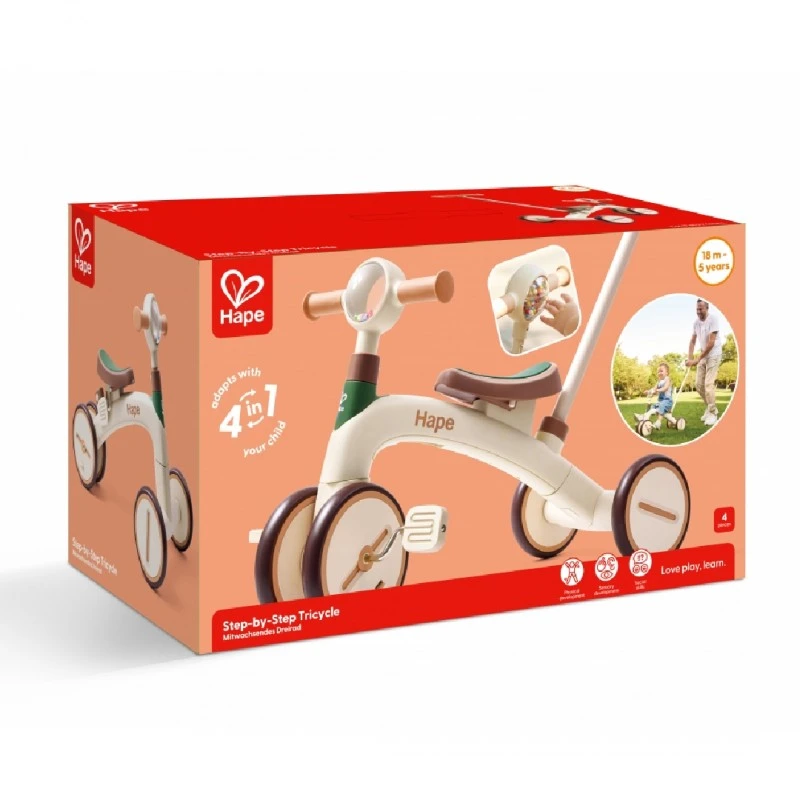 Дървено балансиращо колело, Hape, Стъпка по стъпка
