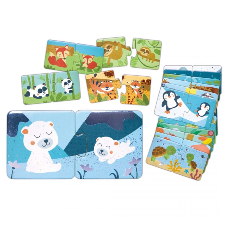 Детски образователен пъзел, Hape, Семейства животни, 36 части