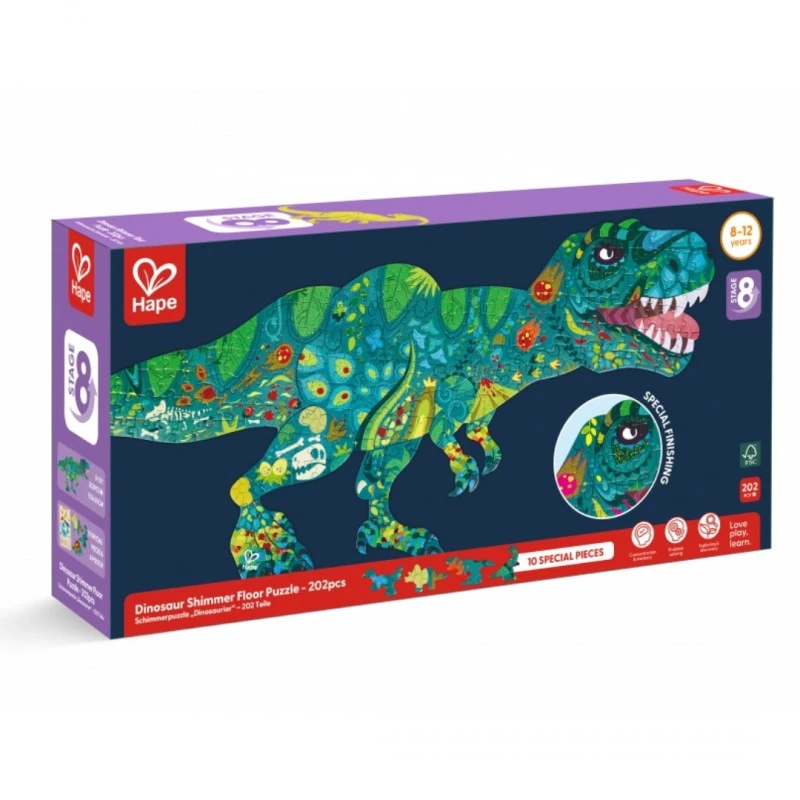 Пъзел за под, Hape, Динозавър, 202 части