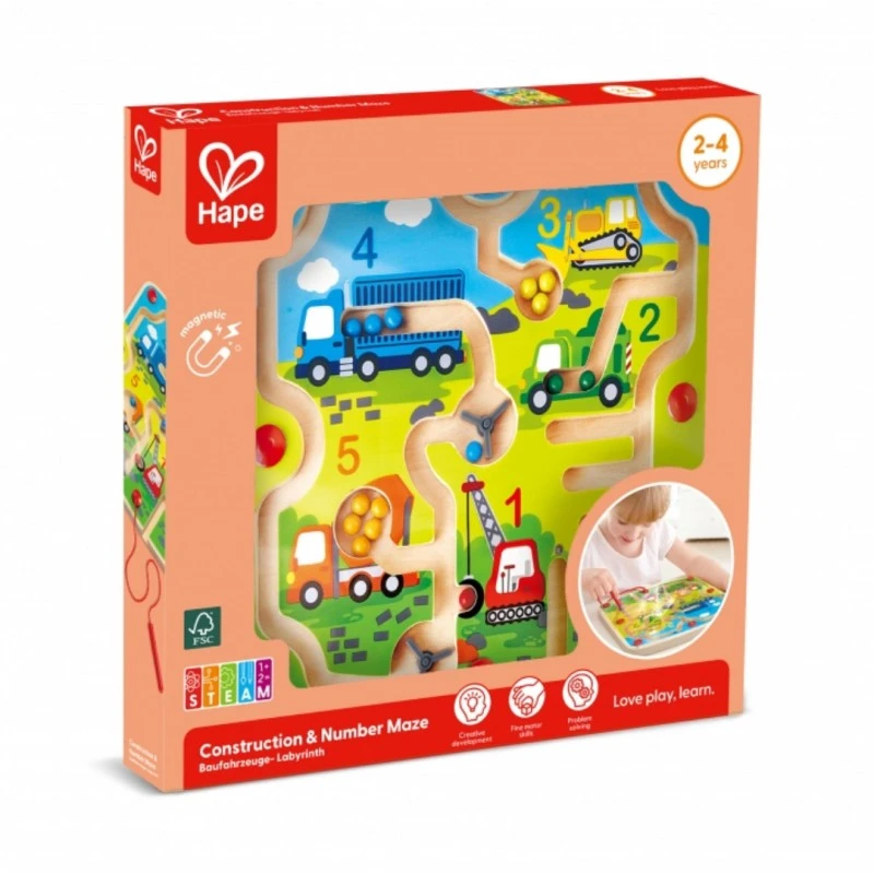 Дървена игра, Hape, Магнитен лабиринт, Строителни машини