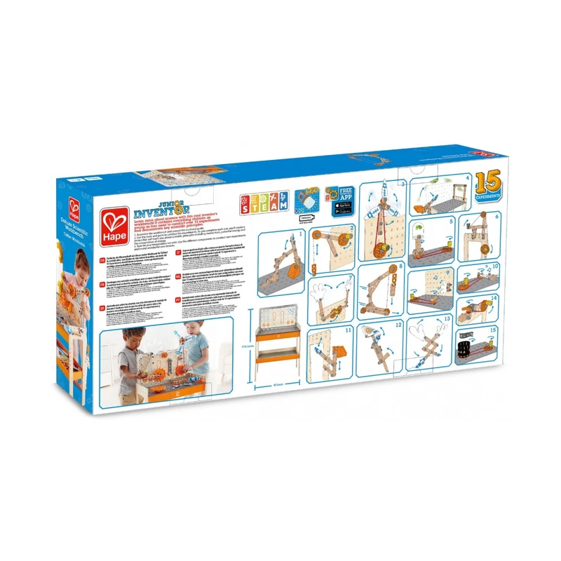 Игрален комплект, Hape, Дървена работна маса, Млад изобретател, 79 части