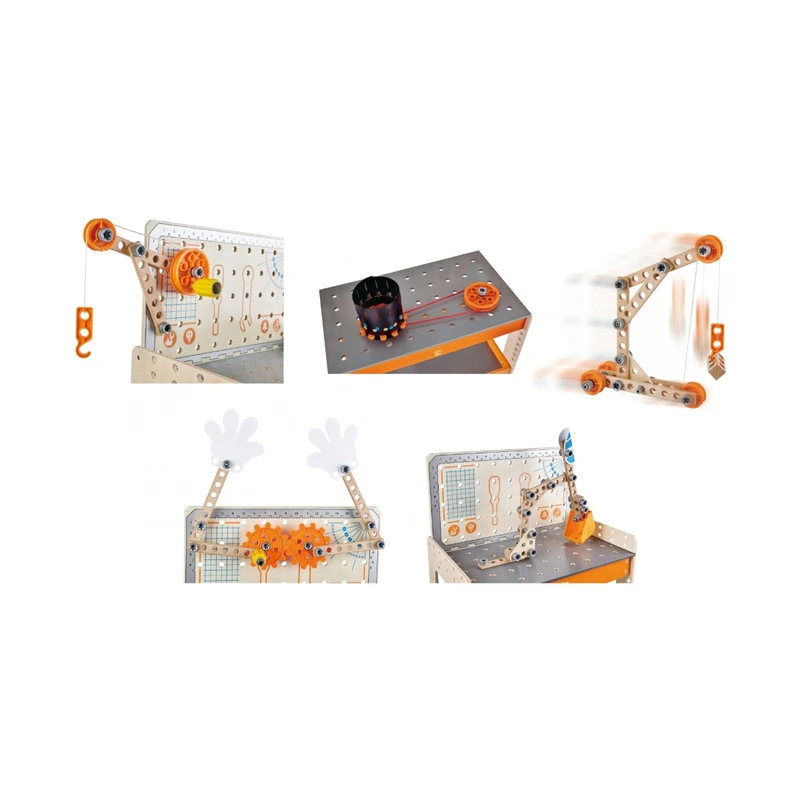 Игрален комплект, Hape, Дървена работна маса, Млад изобретател, 79 части