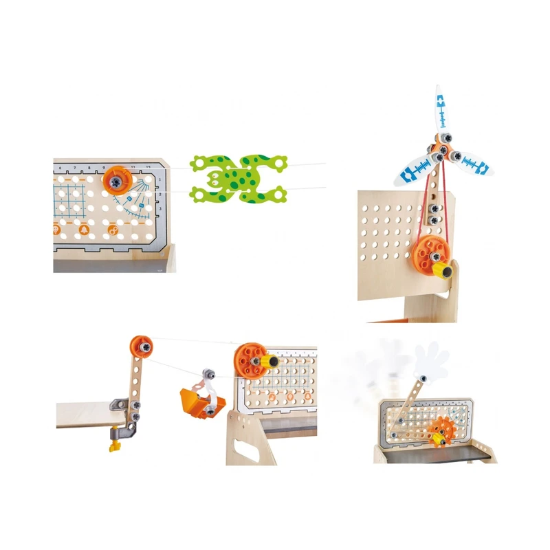 Игрален комплект, Hape, Дървена работна маса, Млад изобретател, 58 части