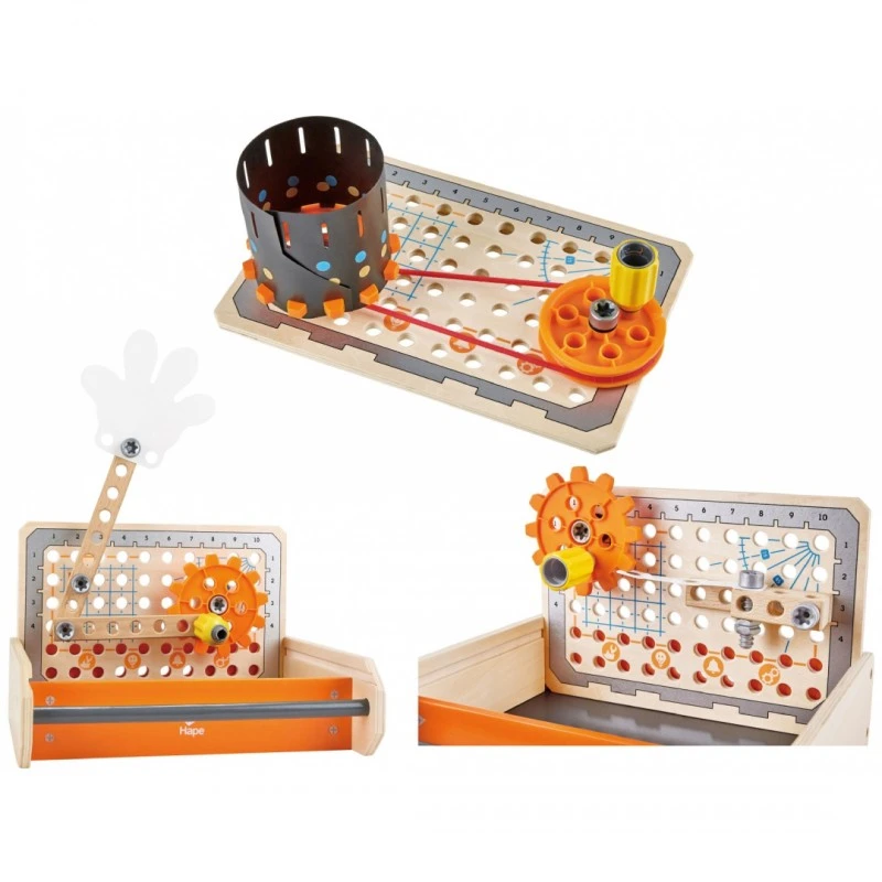 Игрален комплект, Hape, Дървена кутия с инструменти, Млад изобретател, 32 части