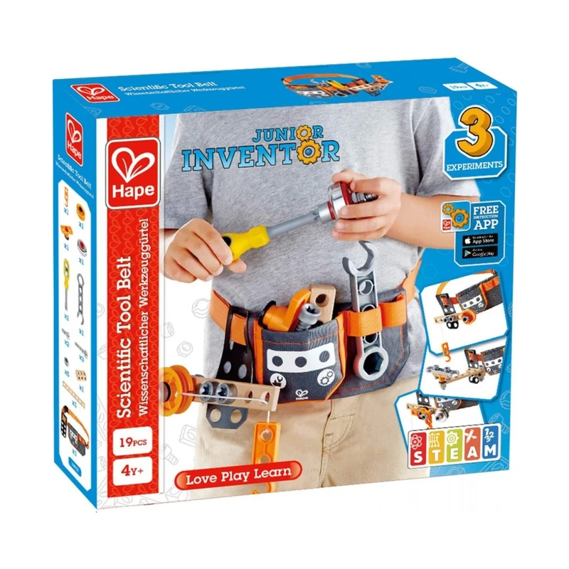 Игрален комплект, Hape, Млад изобретател, Колан с инструменти, 19 части