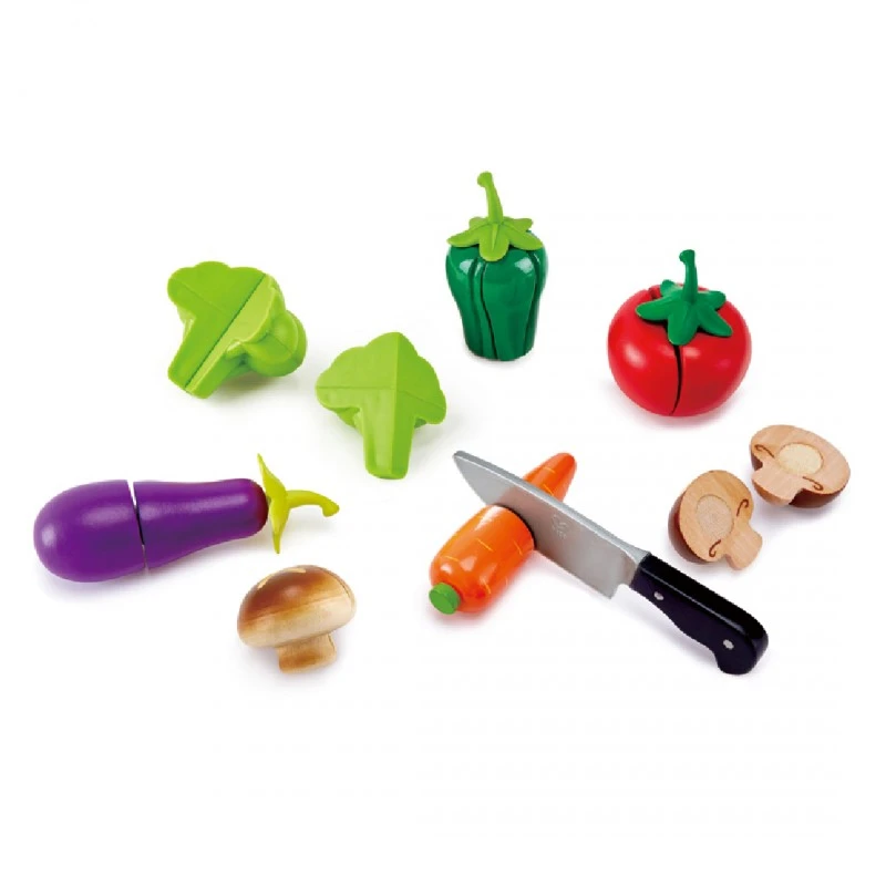 Дървен комплект, Hape, Зеленчуци, 8 части