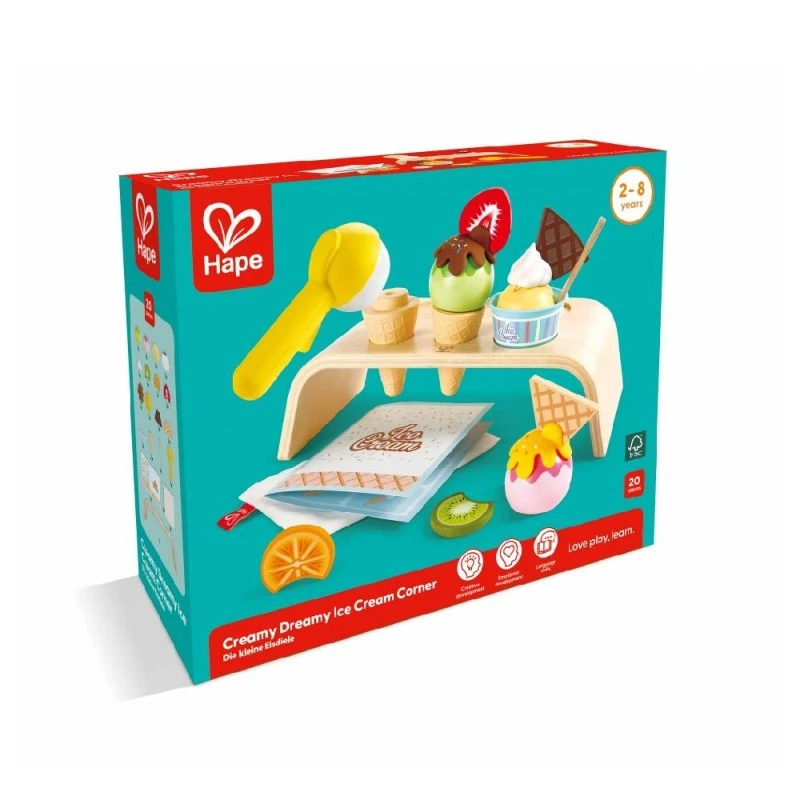 Игрален комплект, Hape, Кът за сладолед, 20 части