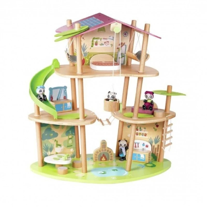 Дървен комплект, Hape, Бамбуковата къща на пандите, 25 части