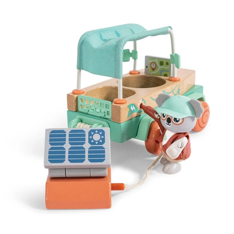 Дървен комплект, Hape, Слънчеви офроуд приключения, 11 части