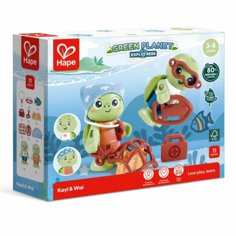 Дървен комплект, Hape, Уай и Кейл спасители на моретата, 11 части