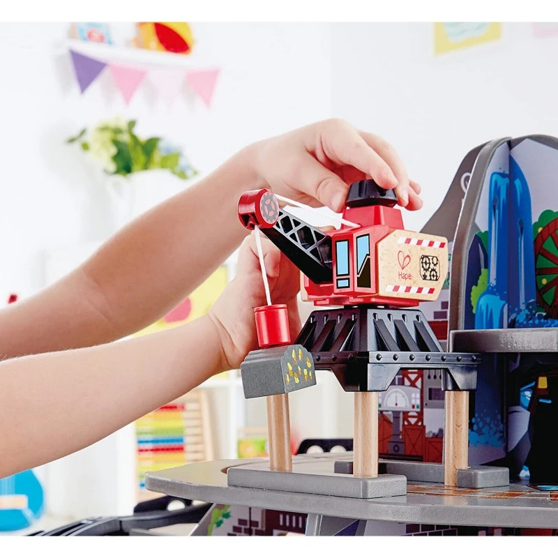 Дървен железопътен комплект, Hape, Голяма планинска мина, 32 части