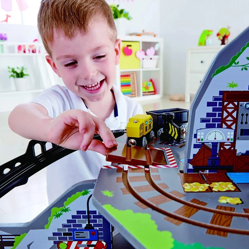 Дървен железопътен комплект, Hape, Голяма планинска мина, 32 части