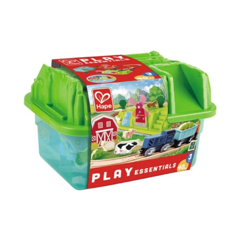 Детски игрален комплект, Hape, Фермерски влак, 40 части