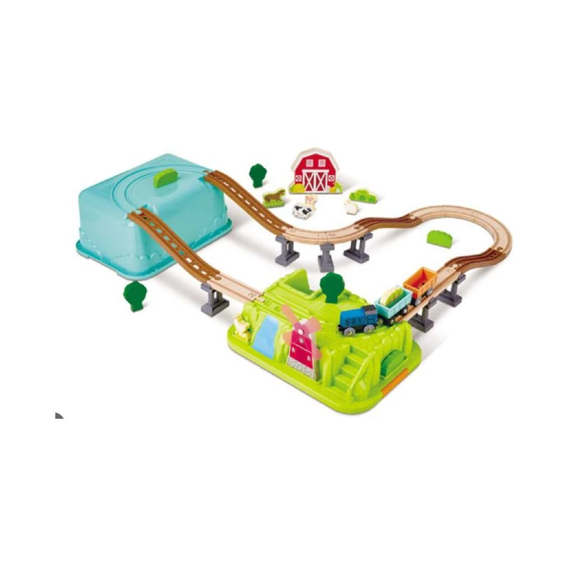 Детски игрален комплект, Hape, Фермерски влак, 40 части