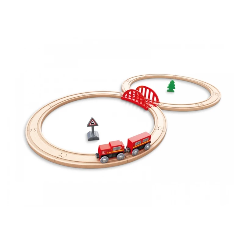 Детски игрален комплект, Hape, Класическа железопътна осмица, 19 части