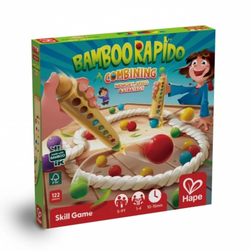 Дървена игра, Hape, Bamboo Rapido, бамбукови пръчки и цветови комбинации