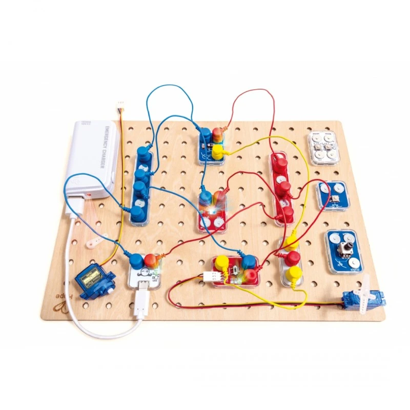 Образователен комплект, Hape, LabBox, Изследване на вериги, Повишаващо ниво, 47 части