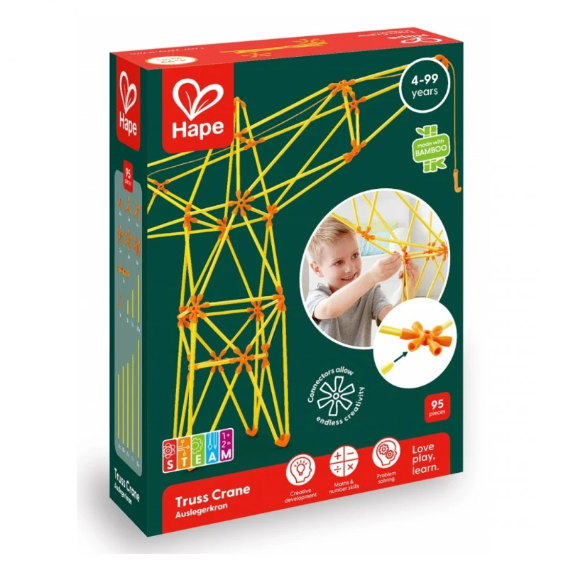 Бамбуков конструктор, Hape, Flexistix, Кран, 94 части