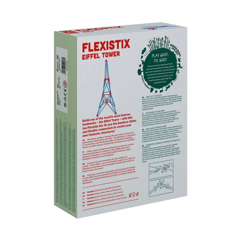 Бамбуков конструктор, Hape, Flexistix, Айфелова кула, 62 части