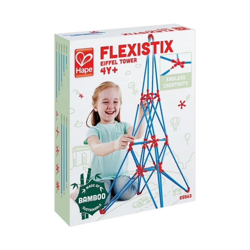 Бамбуков конструктор, Hape, Flexistix, Айфелова кула, 62 части