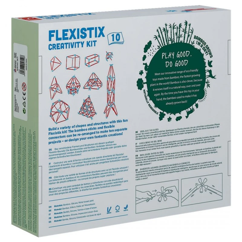 Бамбуков конструктор, Hape, Flexistix, Креативен комплект, 133 части