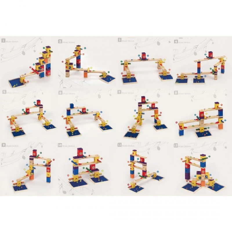 Комплект дървена писта, Hape, Quadrilla, Музикално спускане, 77 части