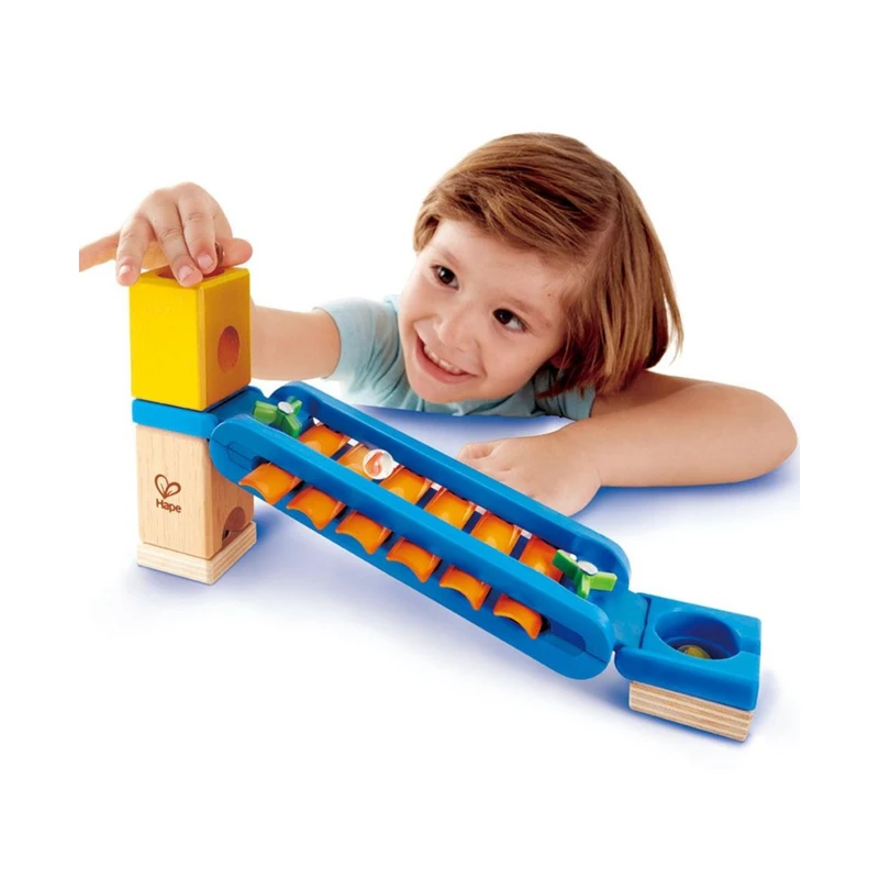 Комплект дървена писта, Hape, Quadrilla, Музикална пързалка, 5 части