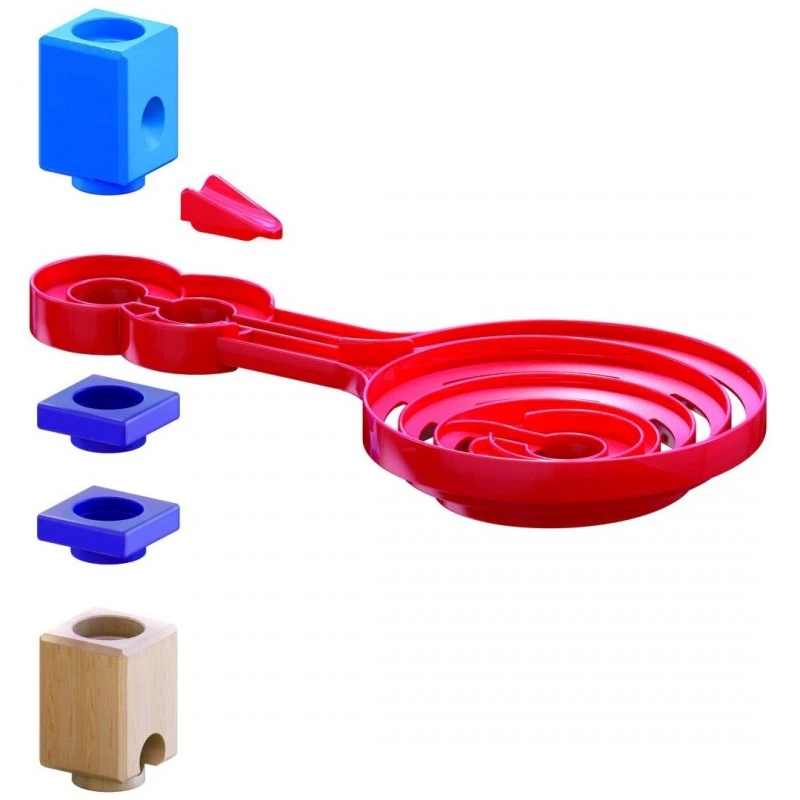 Комплект дървена писта, Hape, Quadrilla, Двустранна спирала, 9 части