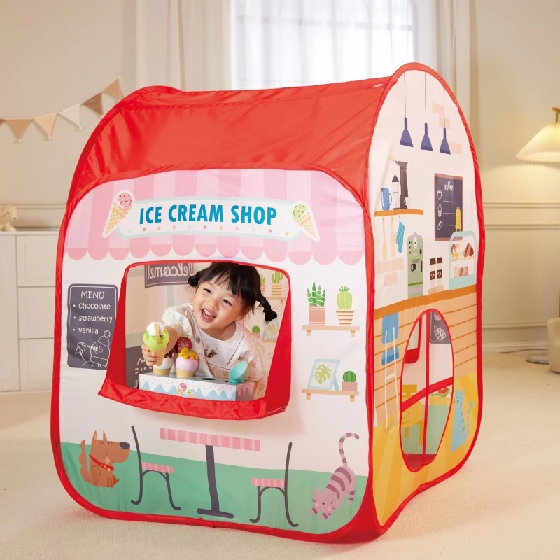Палатка за игра, Hape, Магазин за сладоледи и бургери,  116.3 x 122.5 x 92.5 см