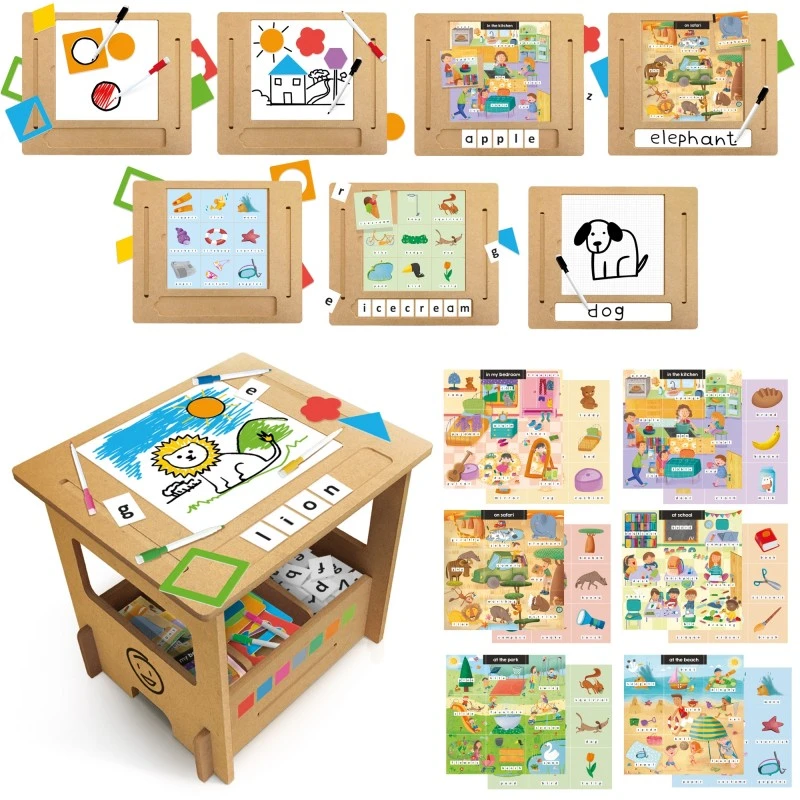 Образователен комплект, Headu, Дървено бюро, Училище за писане