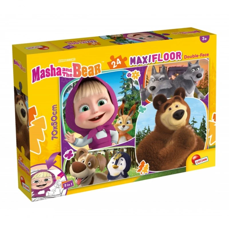 Пъзел, Lisciani, Маша Мечока, Двулицев пъзел 24 части