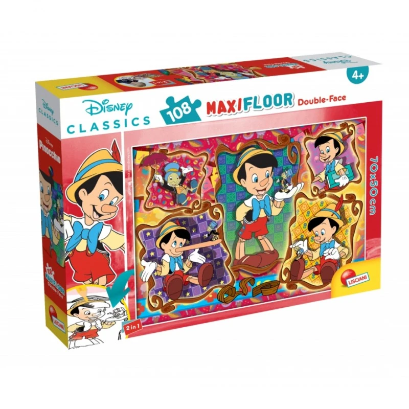 Пъзел, Lisciani, Disney, Пинокио, Двулицев пъзел 108 части