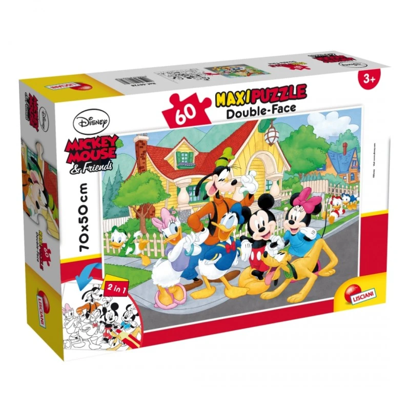 Пъзел, Lisciani, Mickey Mouse, Двулицев пъзел 60 части