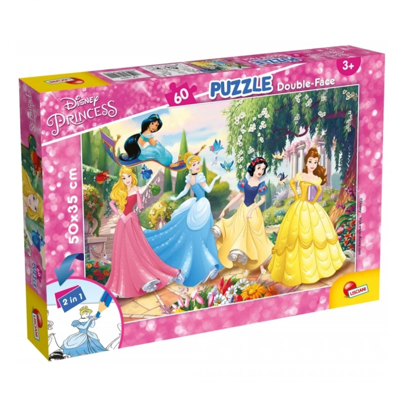 Пъзел, Lisciani, Disney Princess, Принцеси, Двулицев пъзел 60 части