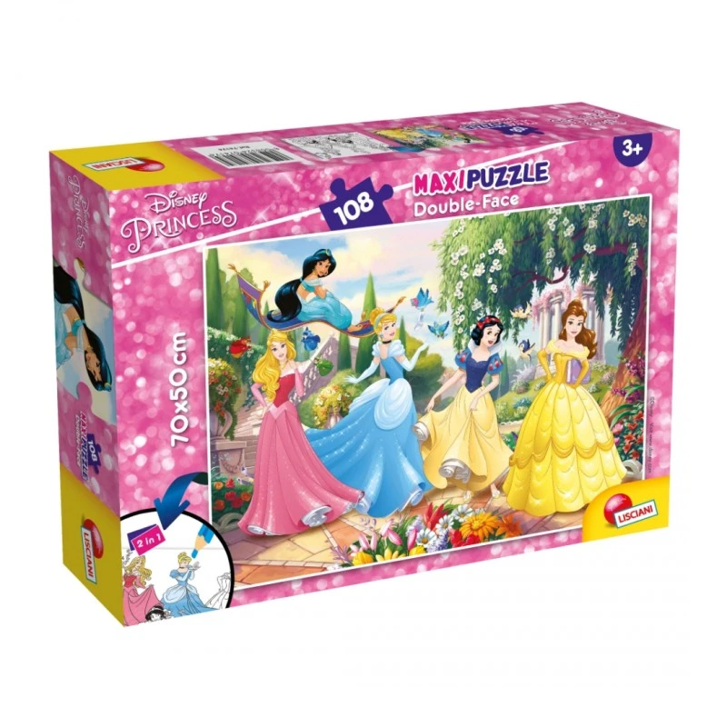 Пъзел, Lisciani, Disney Princess, Принцеси, Двулицев пъзел 108 части